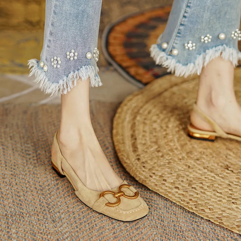 Fashion Women Sandals Elegant Casual Shoes for Woman 2022 Slip On Ladies Flats Office Party Square Heels Sandals Zapatos Mujer