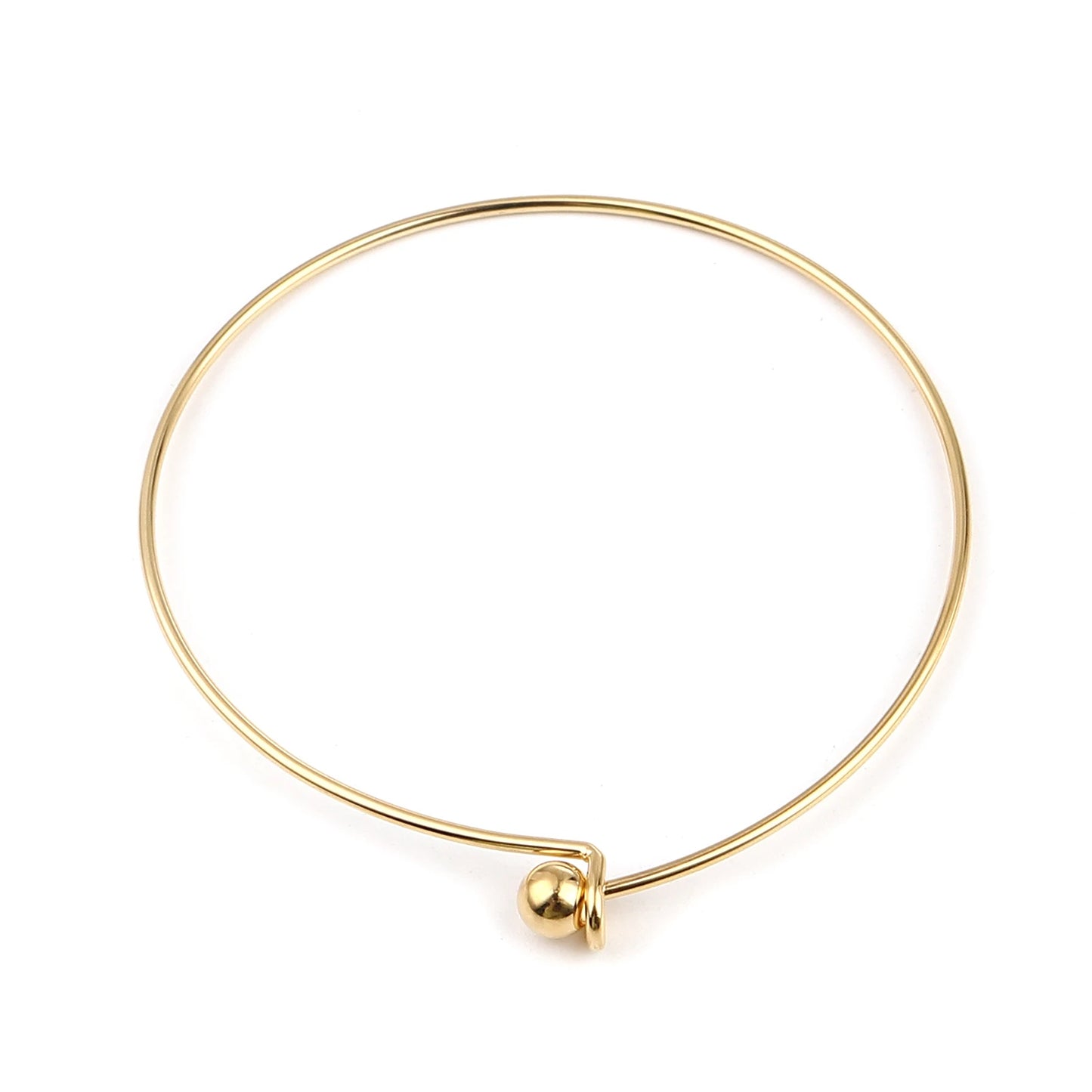 Stainless Steel Bangles Bracelets Circle Ring Gold Color Adjustable 21cm(8 2/8") long For DIY Jewelry Making, 1 Piece