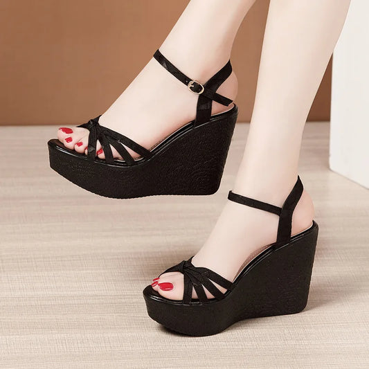 32 35 37 39 41 43 Female Shoes Sandal Summer Elegant Woman Shoes Dress 11CM Wedges Sandal 2022 Women Platform Ladies Beach Shoes