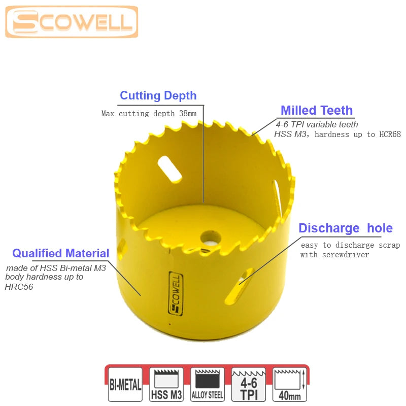 HSS Bimetallic Holesaw Cutter With Arbor Drill Bit Set For Cutting Wood Metal 32mm 38mm 44mm 46mm 57mm 65mm 68mm 70m Crown Saw