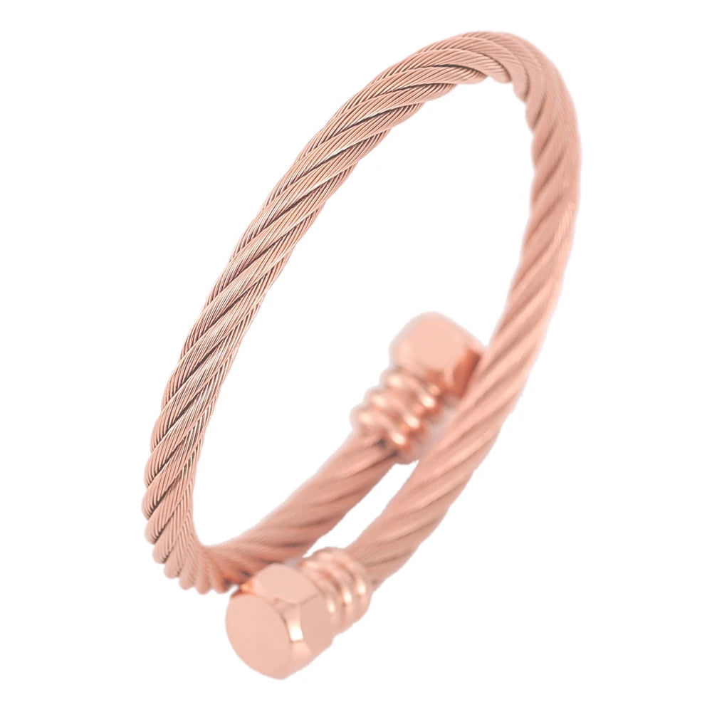 Fashion High Quality Stainless Steel Braided 4 Colors Bangle Men Hip Hop Party Rock  Steel Wire Screw Screw Head Patter Jewelry
