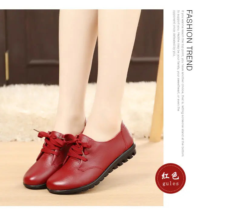 Brand Shoes for Women 2025 Spring Wedge Loafers Female Black Genuine Leather Flats ladies Office Nurse Shoes Mom Casual Sneakers