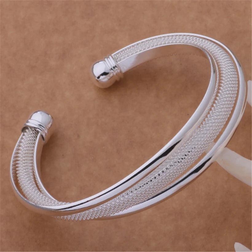925 B019 simple new factory wholesale Silver bangle jewelry high quality silver color jewelry  cute women classic  bracelet