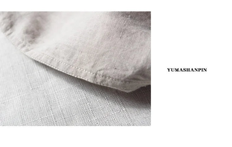 New design brand clothing 100% Linen Men shirt Casual shirts for men short sleeve stand collar top mens camisa masculina chemise