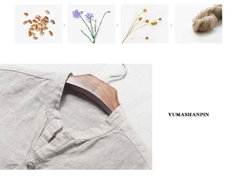 New design brand clothing 100% Linen Men shirt Casual shirts for men short sleeve stand collar top mens camisa masculina chemise