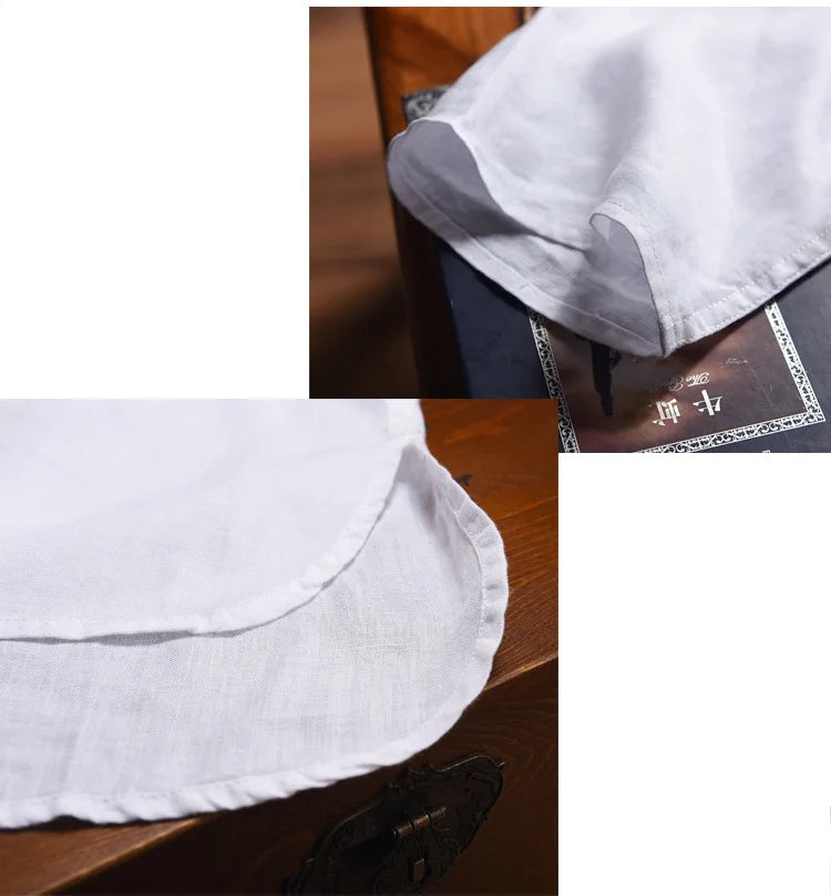 New design brand clothing 100% Linen Men shirt Casual shirts for men short sleeve stand collar top mens camisa masculina chemise