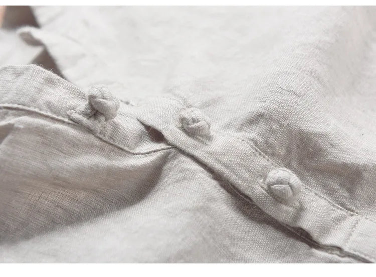 New design brand clothing 100% Linen Men shirt Casual shirts for men short sleeve stand collar top mens camisa masculina chemise