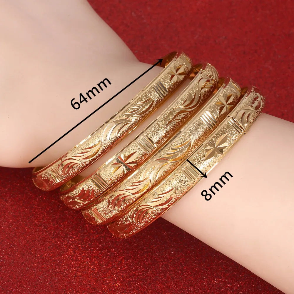 4pcs Ethiopian Jewelry Gold Color Bangles Dubai Gold Bangles for African Bangles&Bracelets for Women Gifts