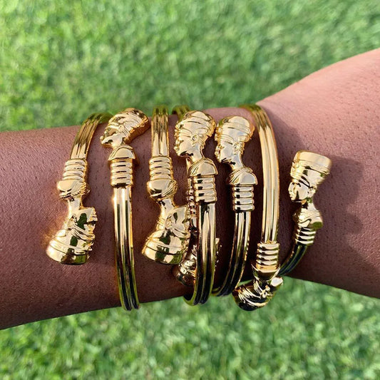 Egyptian Queen Nefertiti Bangles For Women MenAdjustable Africa Couple Bracelet HipHop Punk Bracelets Jewelry Gifts 2025