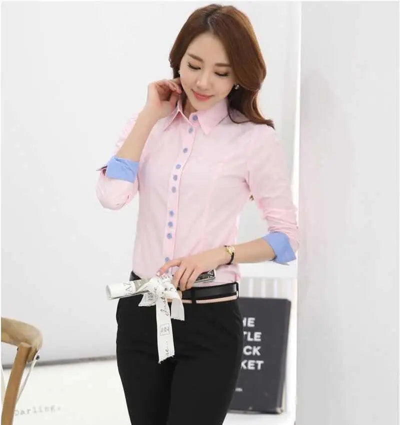 White Blouse Women Cotton Office Career Shirts Tops Fashion Casual Long Sleeve Blouses Women Business Shirt Size 5XL