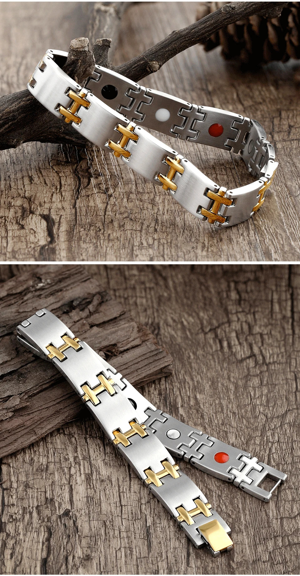 Magnetic Bangle Men's Woman 316L Stainless Steel 4 Health Care Elements Golden Hand Chain For Male Female Festival Hand jewelry