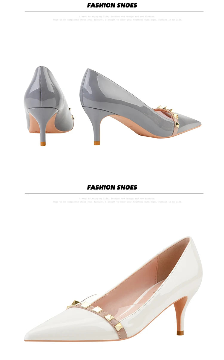 NEW Shoes Women 2025 Summer High Heels Basic Office ladies Shoe Rivet Pumps Sexy Female Heels Fashion Retro Zapatos De Mujer