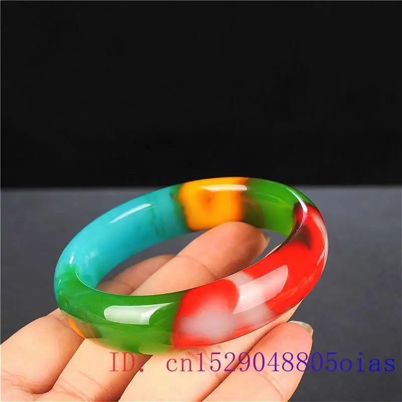 Color Jade Bangle Bracelet Genuine Natural Charm Jewellery Fashion Accessories Hand-Carved Amulet Gifts for Women Her Men
