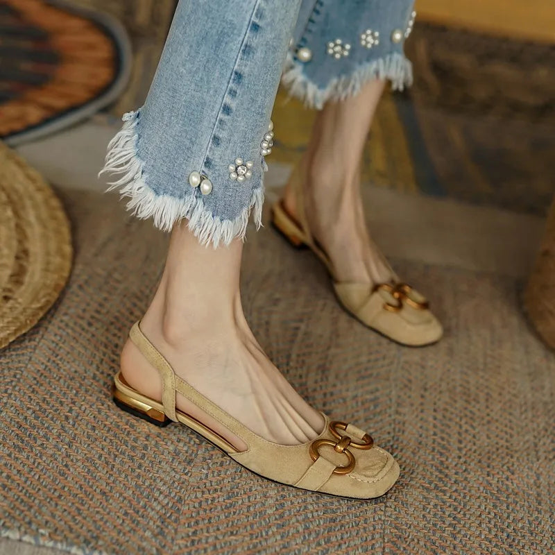 Fashion Women Sandals Elegant Casual Shoes for Woman 2022 Slip On Ladies Flats Office Party Square Heels Sandals Zapatos Mujer