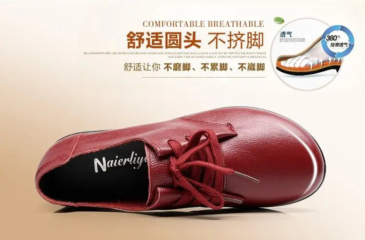 Brand Shoes for Women 2025 Spring Wedge Loafers Female Black Genuine Leather Flats ladies Office Nurse Shoes Mom Casual Sneakers