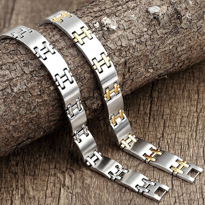 Magnetic Bangle Men's Woman 316L Stainless Steel 4 Health Care Elements Golden Hand Chain For Male Female Festival Hand jewelry