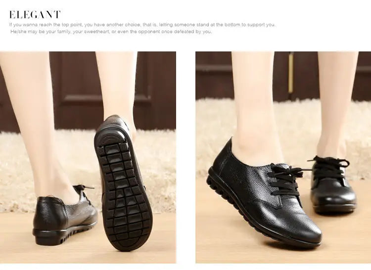 Brand Shoes for Women 2025 Spring Wedge Loafers Female Black Genuine Leather Flats ladies Office Nurse Shoes Mom Casual Sneakers
