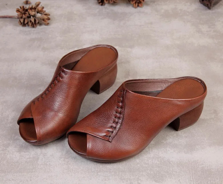 Original Design Women Sandals 2021,Fashion Summer Mid Heels,Peep toe Slippers Shoes,Microfiber Leather,BLACK,BROWN,Dropshipping