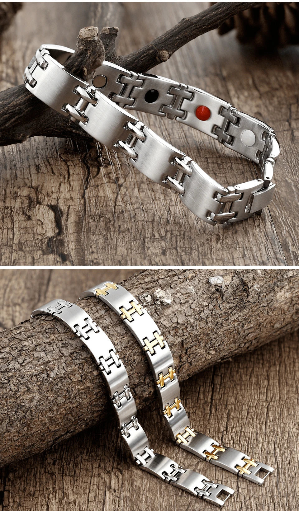 Magnetic Bangle Men's Woman 316L Stainless Steel 4 Health Care Elements Golden Hand Chain For Male Female Festival Hand jewelry