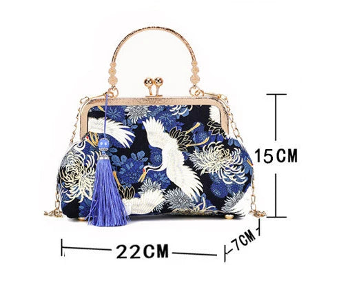 Fashion Vintage Fringe Bag Small Shell Bags Chain Women Shoulder Crossbody Bag Crane Flying Women's Handbags Purses