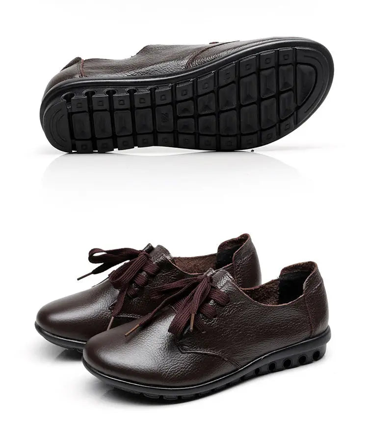Brand Shoes for Women 2025 Spring Wedge Loafers Female Black Genuine Leather Flats ladies Office Nurse Shoes Mom Casual Sneakers