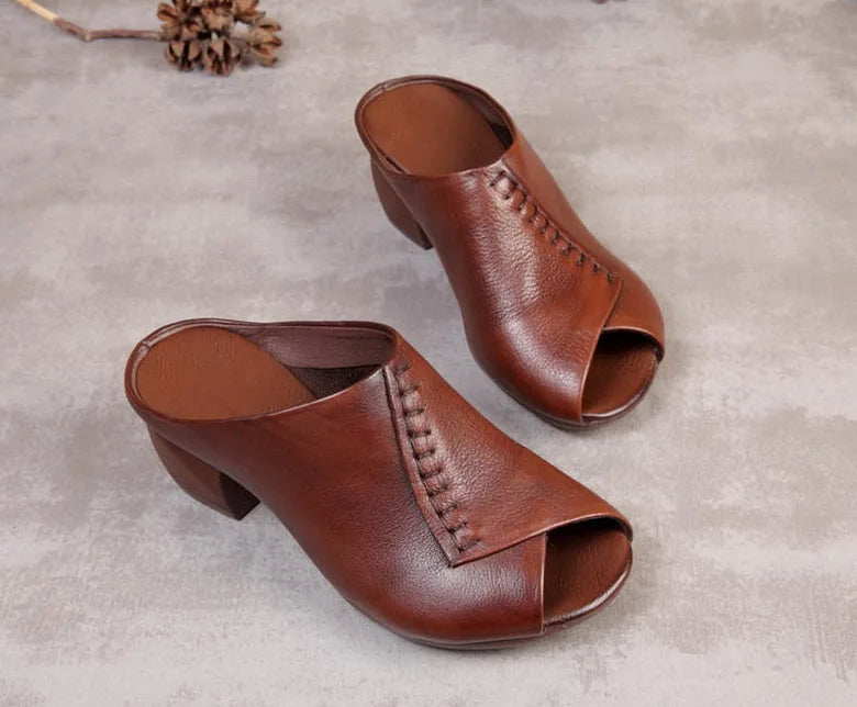 Original Design Women Sandals 2021,Fashion Summer Mid Heels,Peep toe Slippers Shoes,Microfiber Leather,BLACK,BROWN,Dropshipping