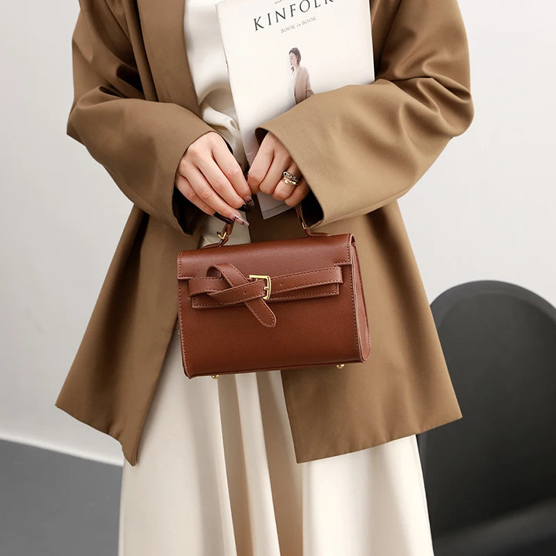 Classic Black Handbag Brand Bag Women Solid Small Pu Leather Crossbody Bag With Short Handle High End Sac A Main Designer Bosas