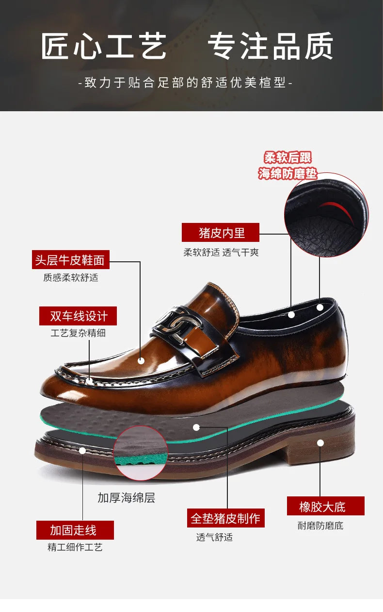 2024 New Shoes For Men Loafers Mens Dress Shoes Leather Shoes Man Male Genuine Leather Social Shoes