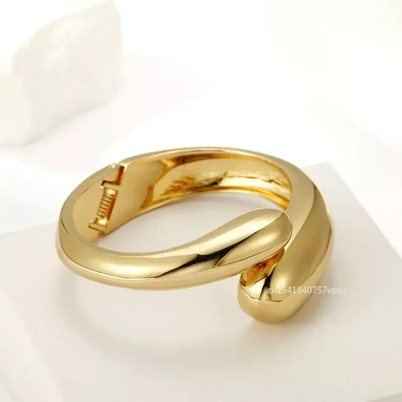 Top Quality Fashion Bangles Gold Color Alloy Simple Wide Opened Bangles Snake Bracelet & Bangles For Women