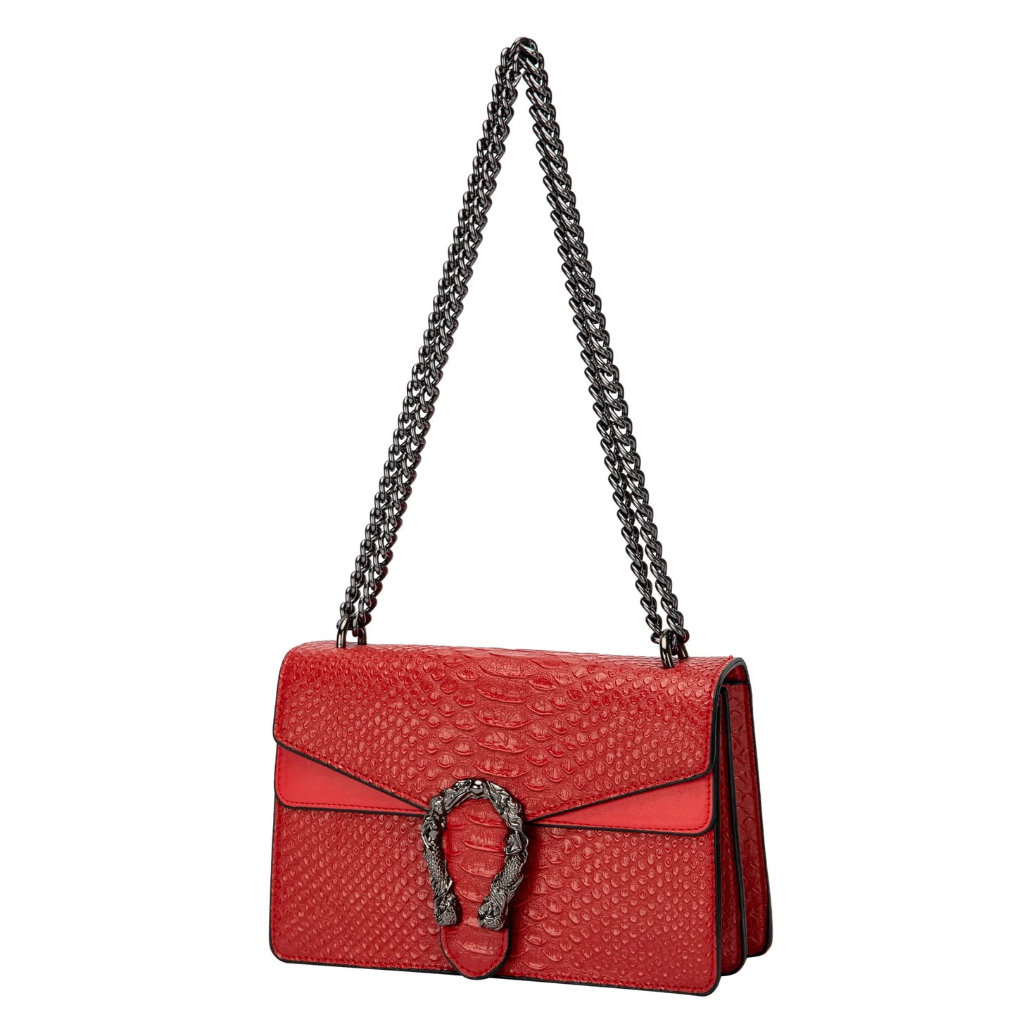 Shoulder Bag Crossbody Bag and Satchel Purse for Women - Fashion Snake Print Chain Purse Luxury PU Leather HandBag