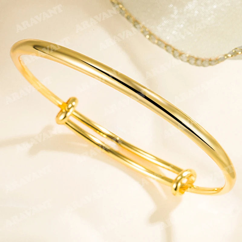 Aravant 925 Silver 18K Gold Simple Round Bangle For Women Fashion Jewelry