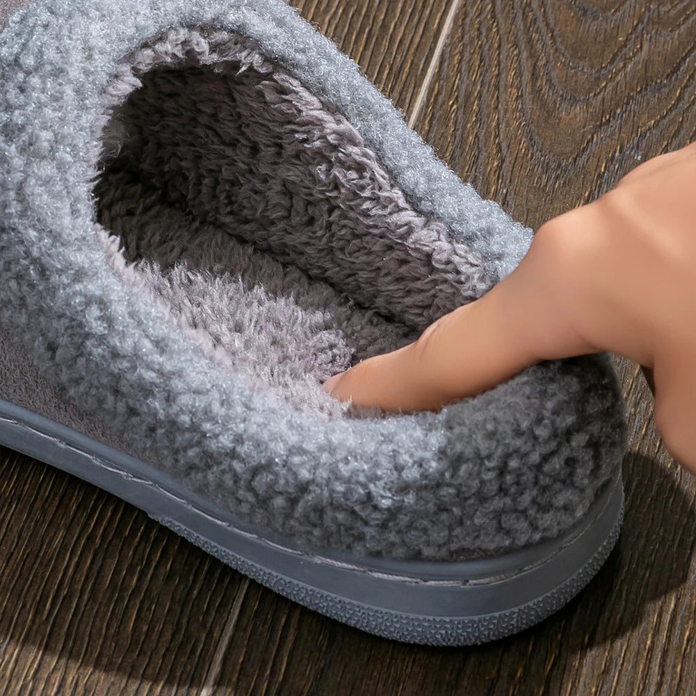 House Suede Slippers for Men TPR Sole Non Slip Durable Soft Warm Memory Foam Cushion Comfortable Living Room Shoes