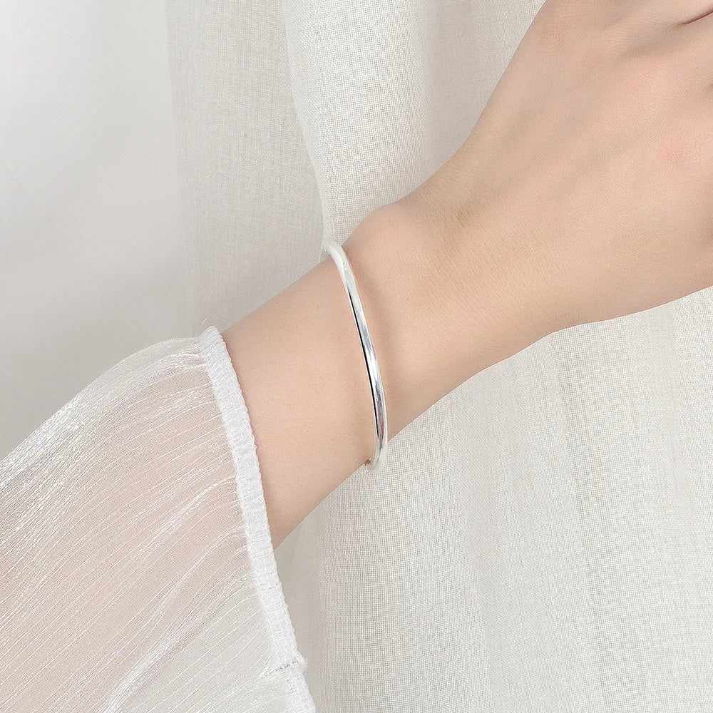 925 Sterling Silver Simple Women Bracelet Bangles Ladies Luxury Designer Jewelry Accessories   GaaBou