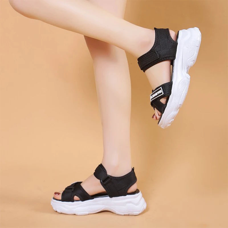 Sports Sandals For Women 2025 Summer New Flat Student Korean Thick-soled Casual Beach Sandals