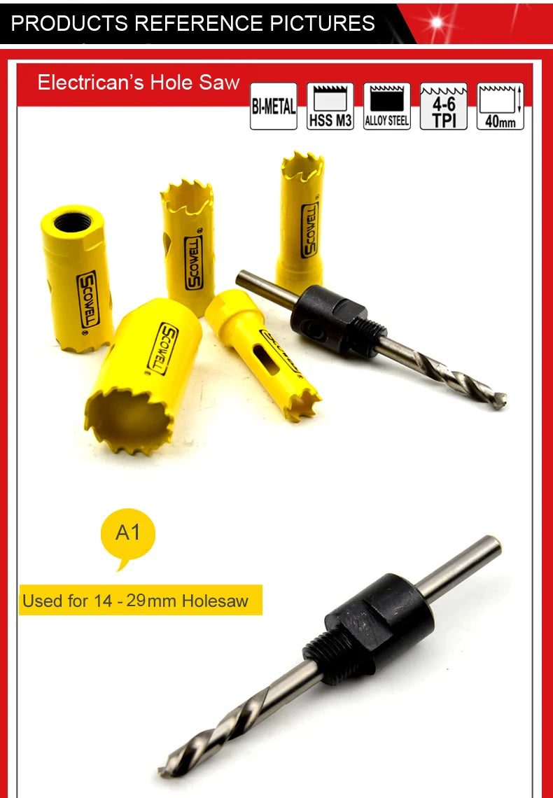 HSS Bimetallic Holesaw Cutter With Arbor Drill Bit Set For Cutting Wood Metal 32mm 38mm 44mm 46mm 57mm 65mm 68mm 70m Crown Saw