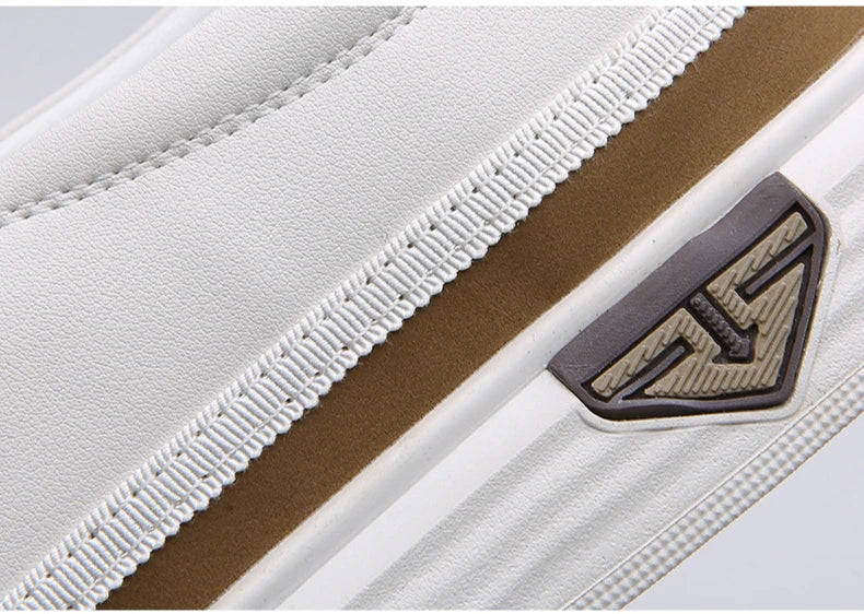 New 2025 Men's Genuine Leather Casual Sneakers Spring Summer Fashion Slip-On White Shoes Soft Sole Comfortable for Everyday Wear