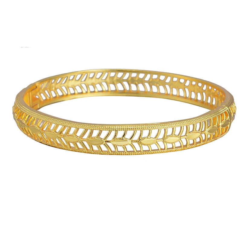 Dubai Gold Plated 24K Bangles for Women Jewelry Exaggerated Style Bracelets Banquet Party Bijoux Nigeria Wedding