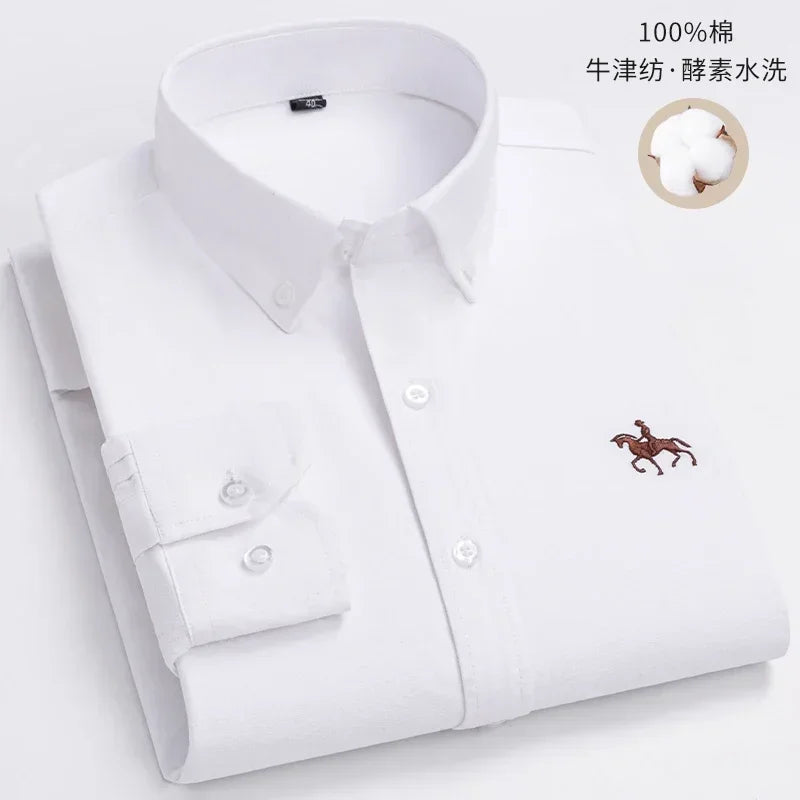 New in shirt 100%cotton plus size long-sleeve shirts for men slim fit formal fashion office shirt hight qulity plaid clothes
