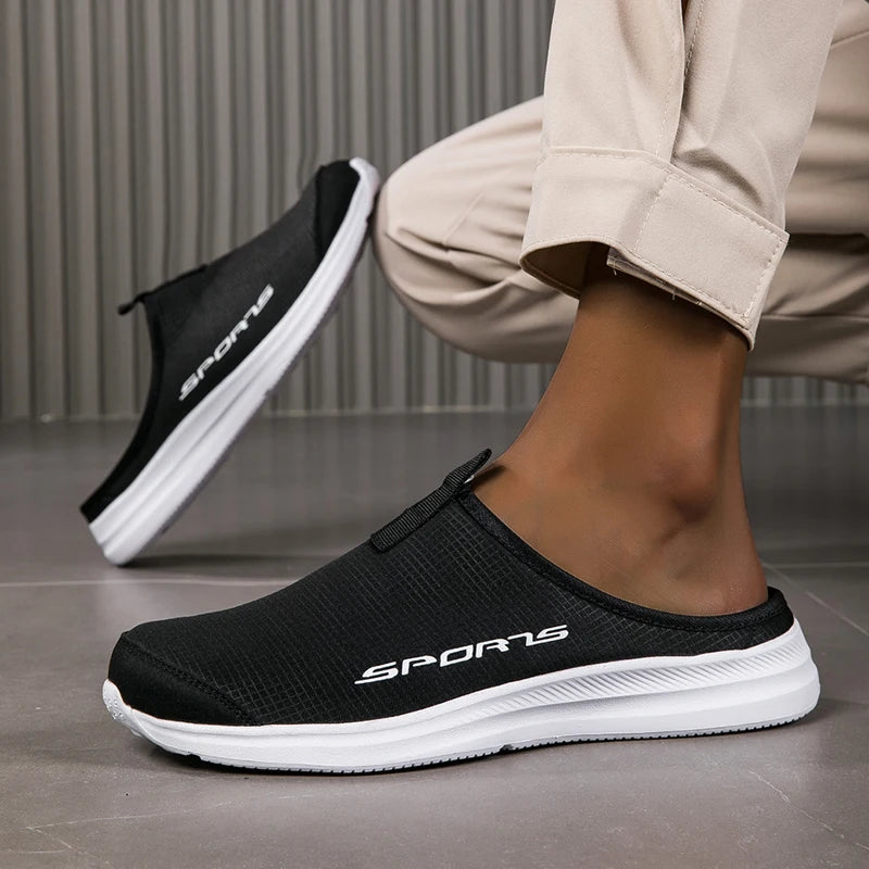 Men's Summer Slip-On Shoes Lightweight Casual Half Slippers for Women's Outdoor Soft Bottom Support Walking Shoes Size 36-46