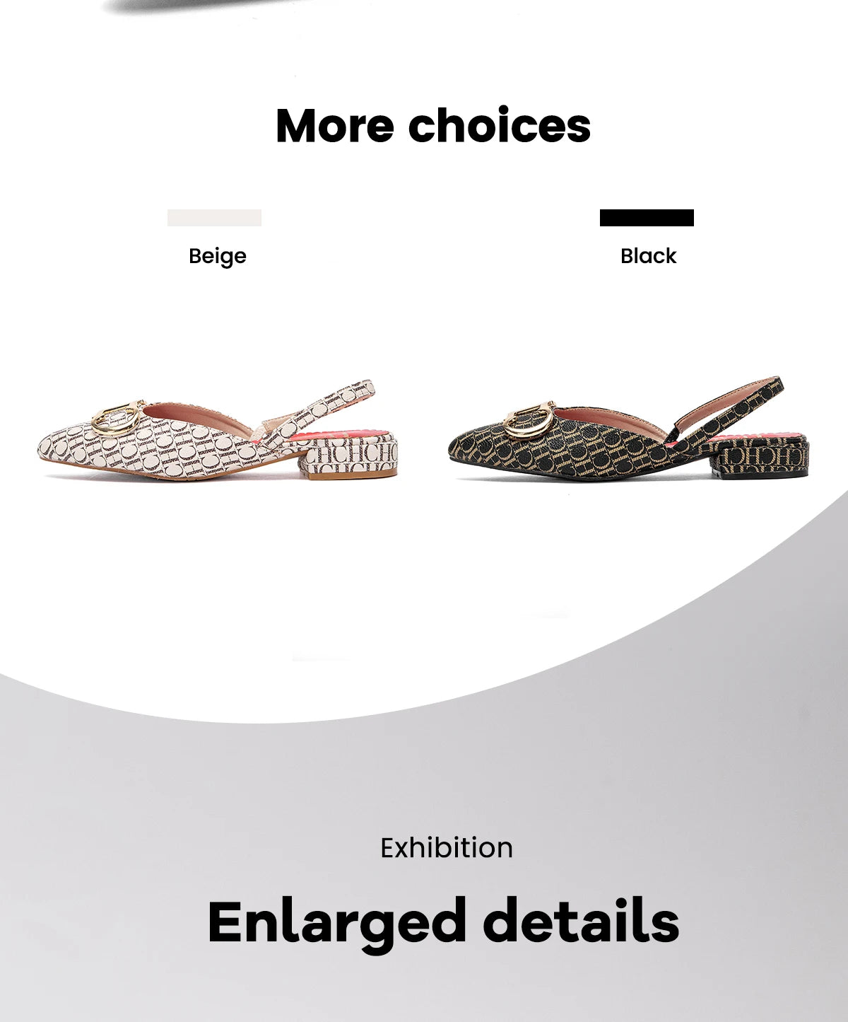 Classic Women's New 2024 Women's Low Heel Sandals Fashion Retro Design Letter Women's New Low Heel Shoes