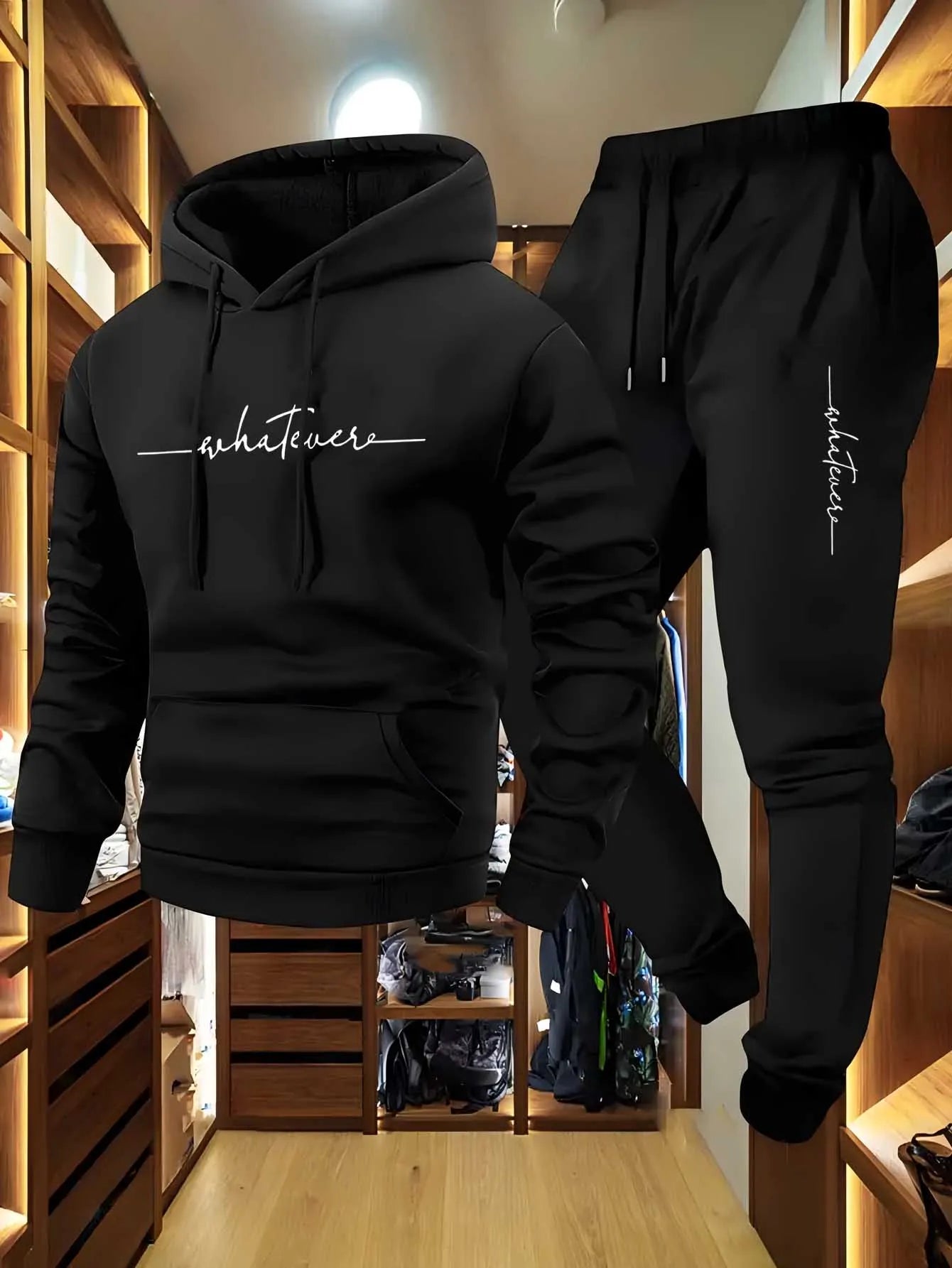 Man - New style sporty and casual printed hooded sports shirt - Sports outfit two-piece set