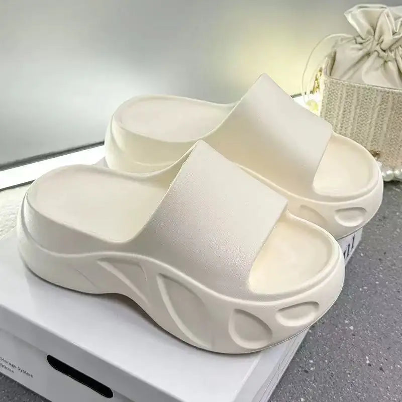 2025 New Women Sandals Women Slippers Black Wedge Platform Open Toe Women Orthopedics Thick Bottom Beach High Heels Slides