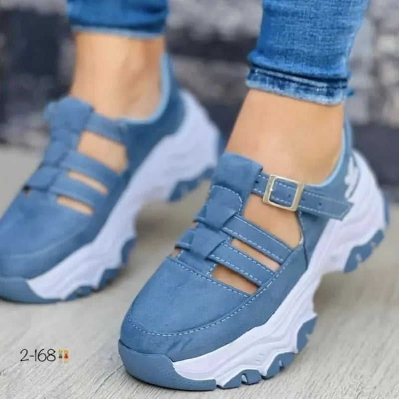 Fashion Sandals for Women Popular Buckle Thick Bottom Design Breathable Open Toed Women's Sandals Flat Casual Sports Shoes 슬리퍼
