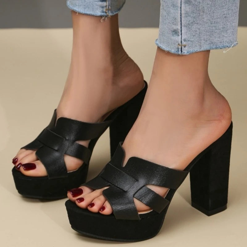 2025 Summer New Style Women's Shoes High Heel Platform Versatile Material Round Toe Neutral Design Женские Новые Туфли