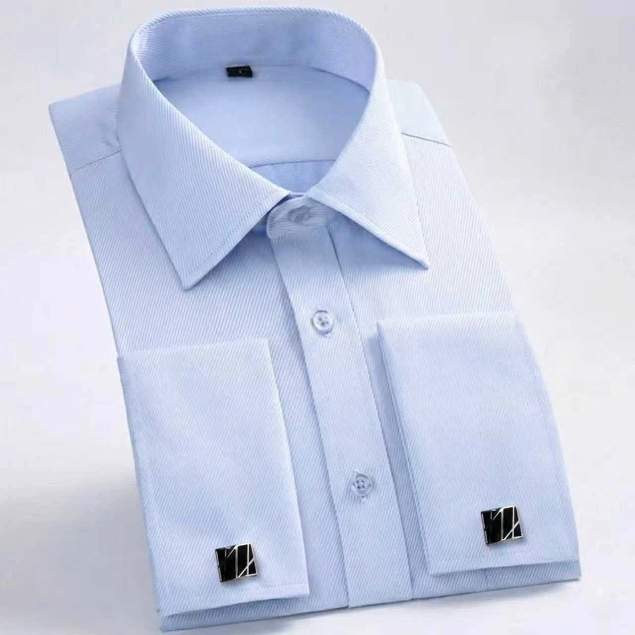 Men's Classic French Cuffs Solid Dress Shirt Formal Business Standard-fit Long Sleeve Office Work White Black Yellow Social Shir