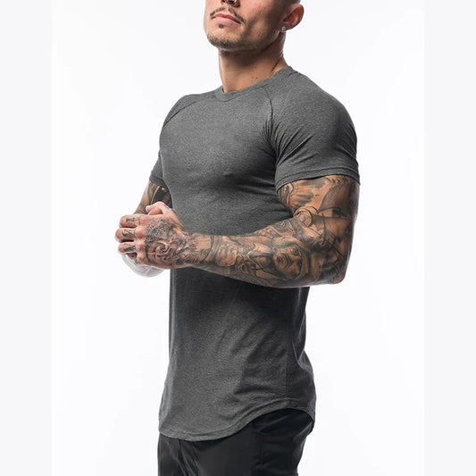 Gym Clothing Sports T Shirt Men Cotton Breathable Fitness Mens Short Sleeve T-shirt Running Tshirt Summer Tight Tee Shirt homme