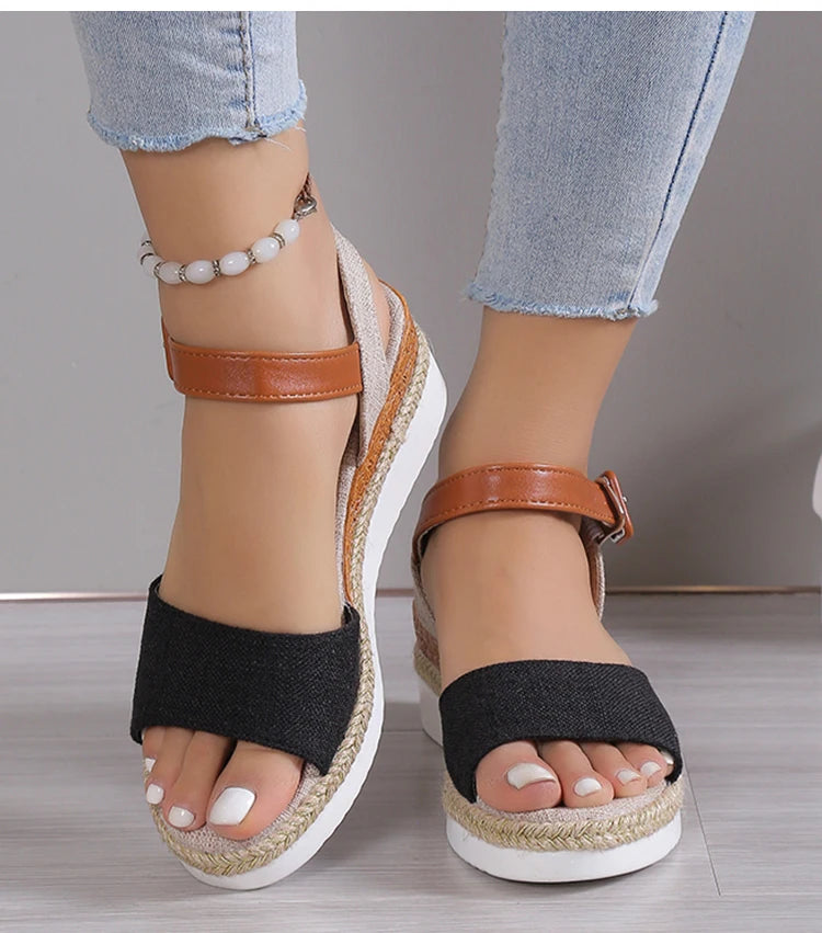 Fashion Shoes Women Sandals Wedge Shoes For Women Espadrilles Women's Sandals Non-Slip Retro Women Heels Female Footwear