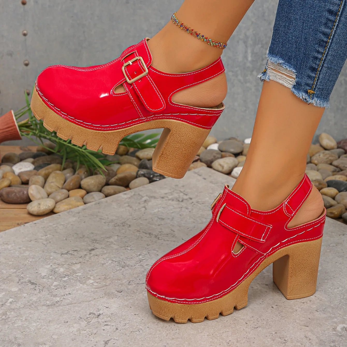 Super High Heels Sandals for Women Round Toe 2025 Summer Chunky Heel Comfortable Shoes Closed Toe Sophisticated Women's Shoes