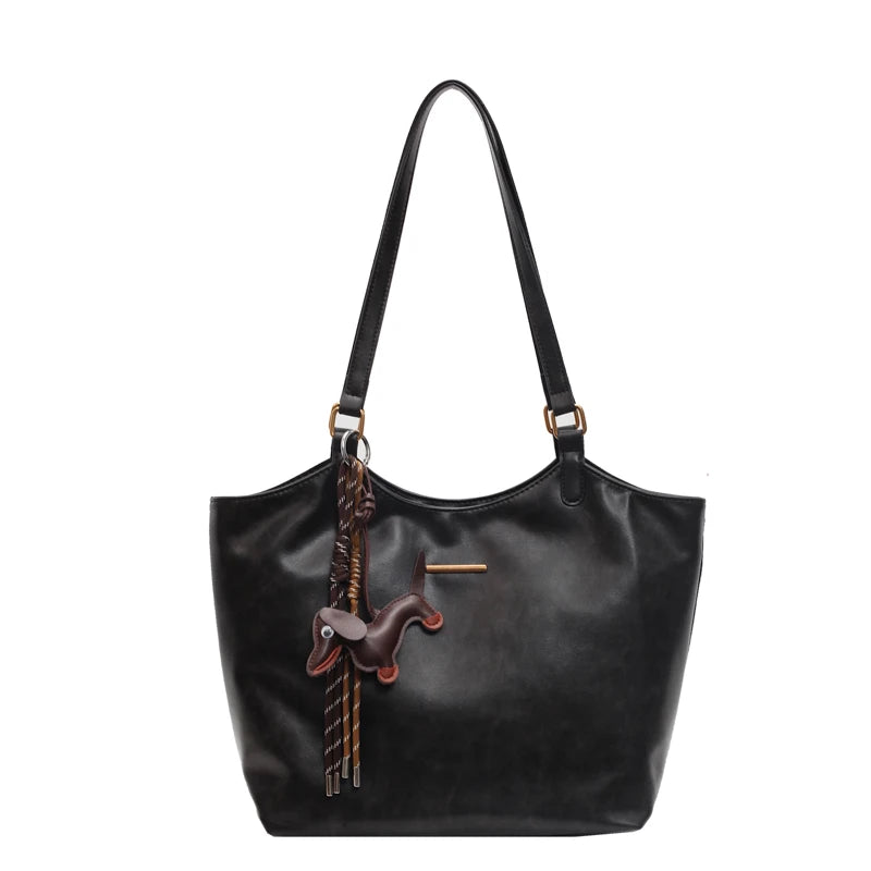 Women Vintage Shoulder Bag PU Leather Retro Tote Handbag Large Capacity Fashion Underarm Bag Female Travel Work Bag