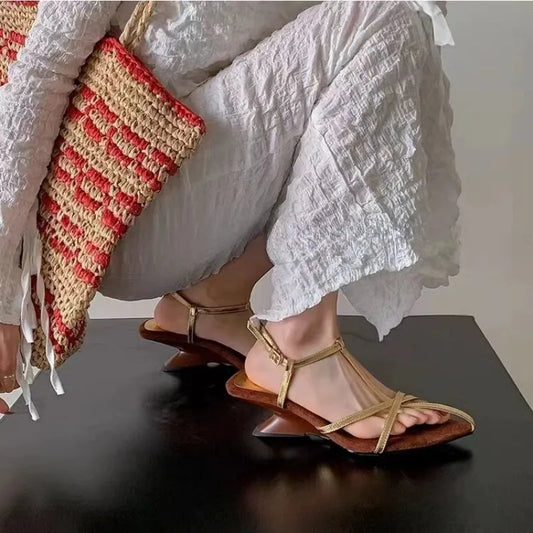 2025 New Women's High-heeled Sandals Summer High-heeled Shoes Luxury  Strap Slingback Feminine Wedding Sandals